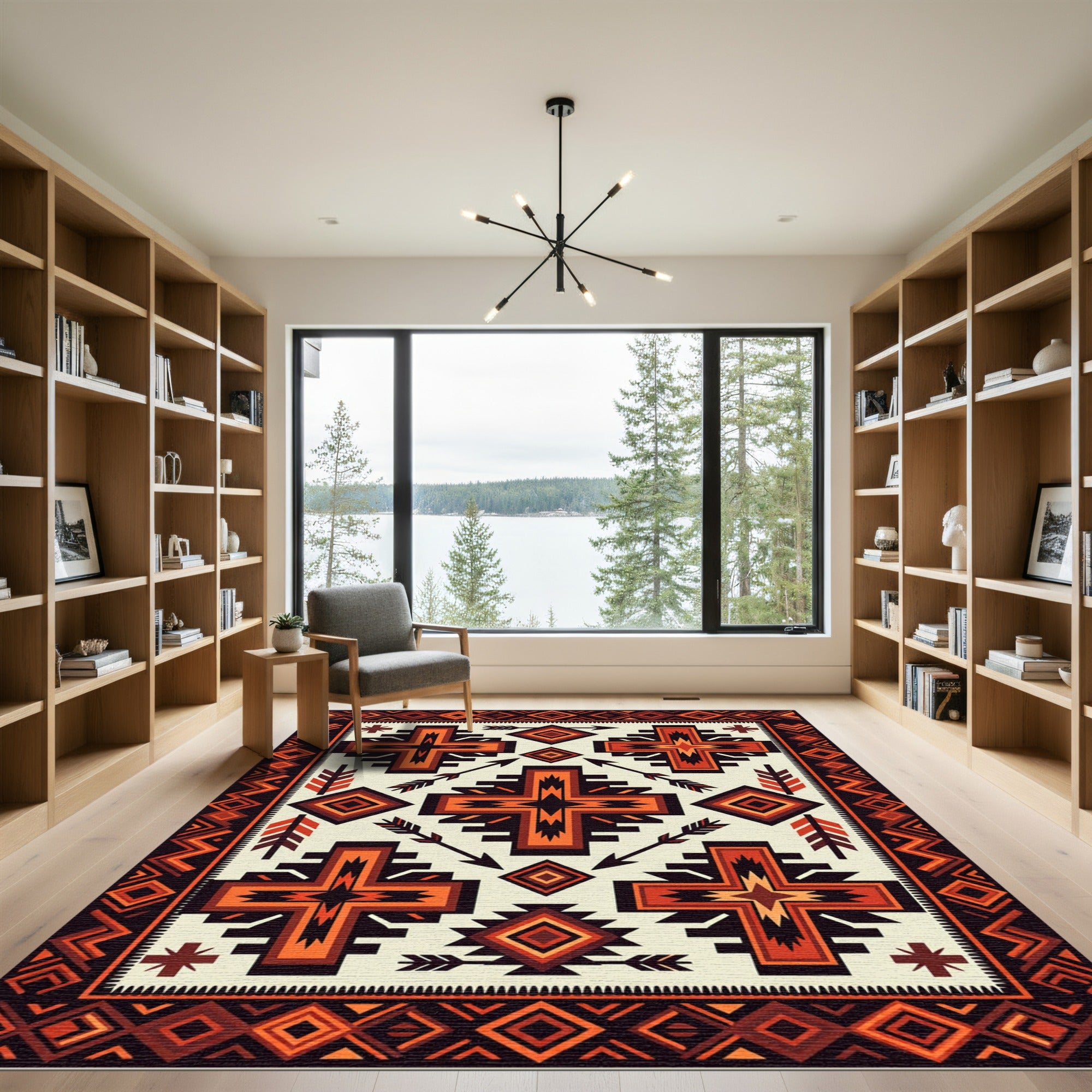 Navajo Cross Arrow Ochre Border Rug