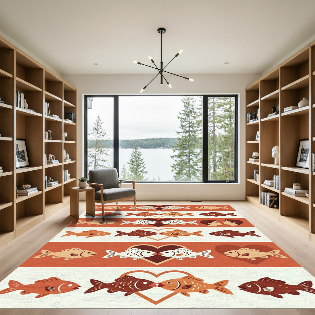 Romantic Kissing Fish Heart Collection Rug