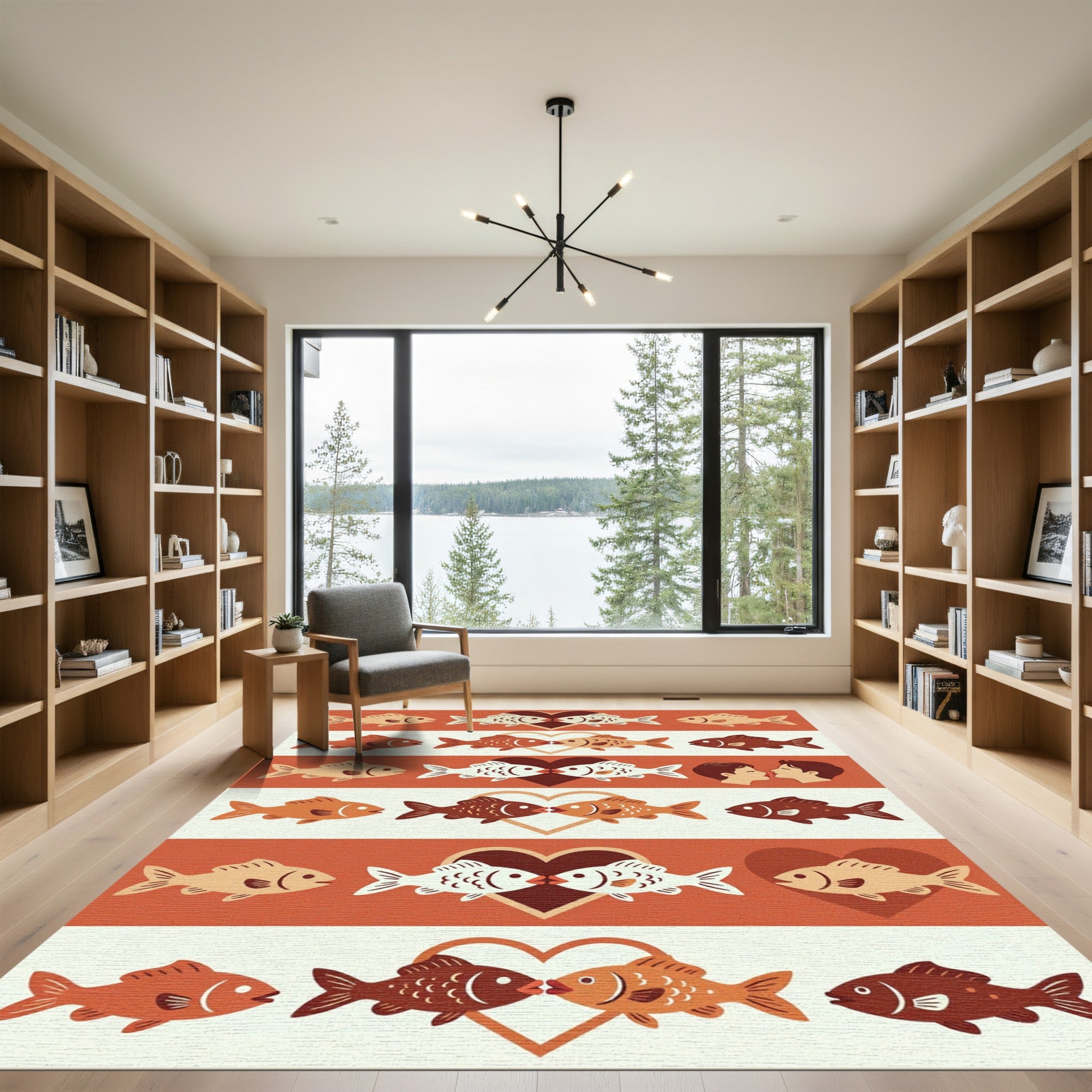 Romantic Kissing Fish Heart Collection Rug
