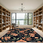 Elegant Peach Floral Swirl Damask Rug