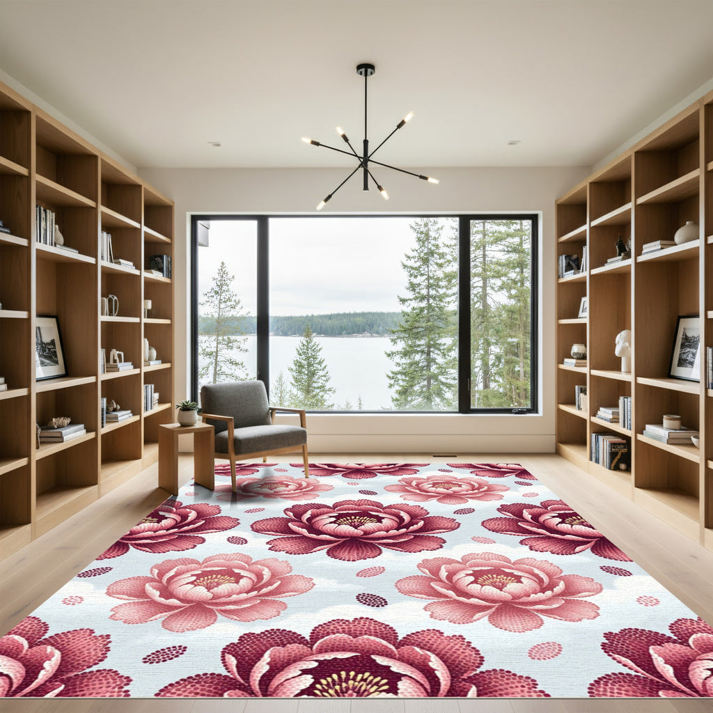 Pink Petal Floral Cloudscape Rug