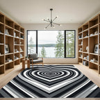 Monochrome Infinity Heart Optical Illusion Rug