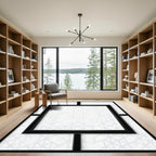 Modern White Geometric Interlocking Cubes Rug