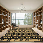 Golden Black Tribal Arrow Stripe Rug
