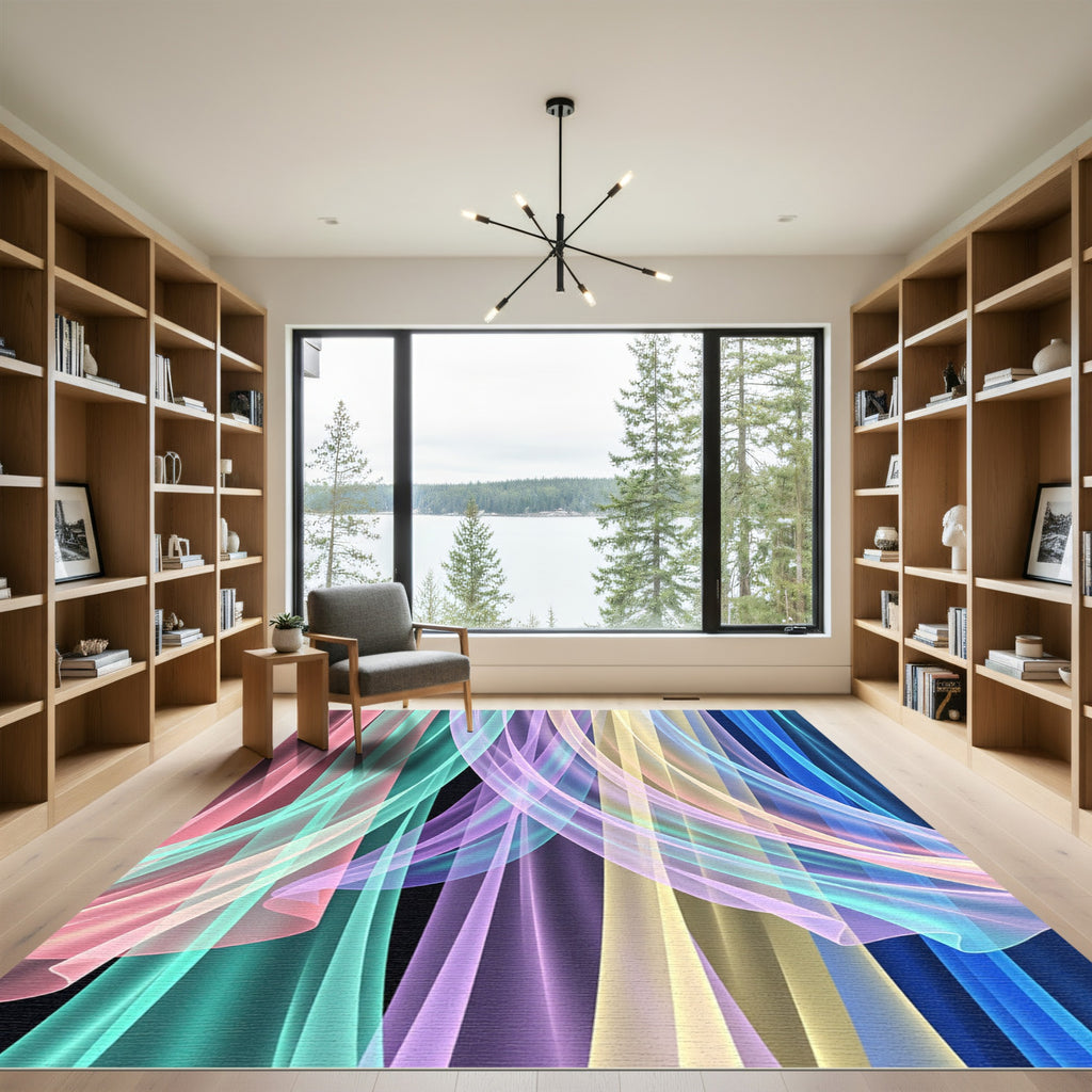 Ethereal Radiant Pastel Flowing Wave Abstract Rug