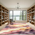 Mauve Pink Watercolor Mountain Sunset Rug