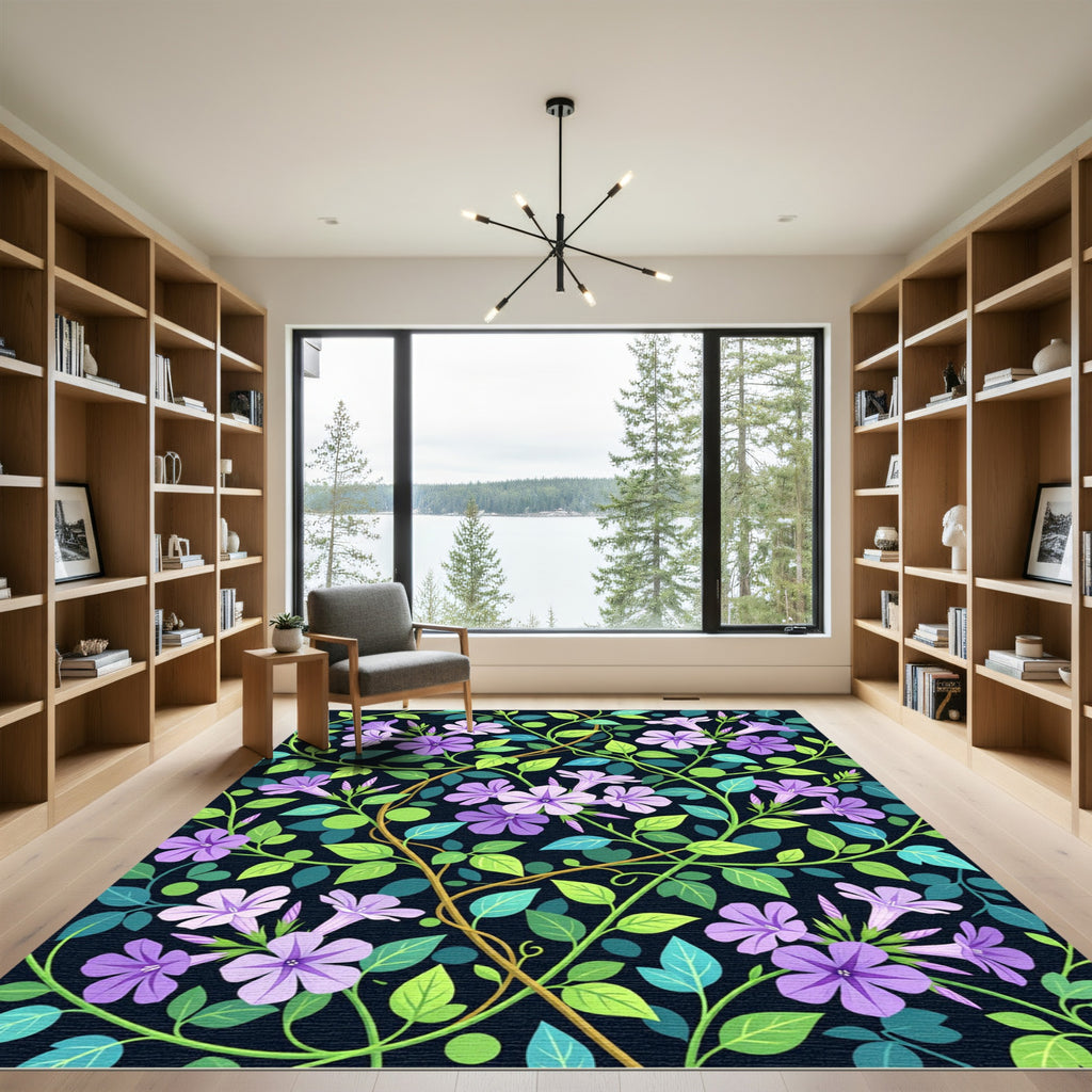 Lavender Floral Vine Garden Rug