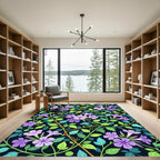 Lavender Floral Vine Garden Rug