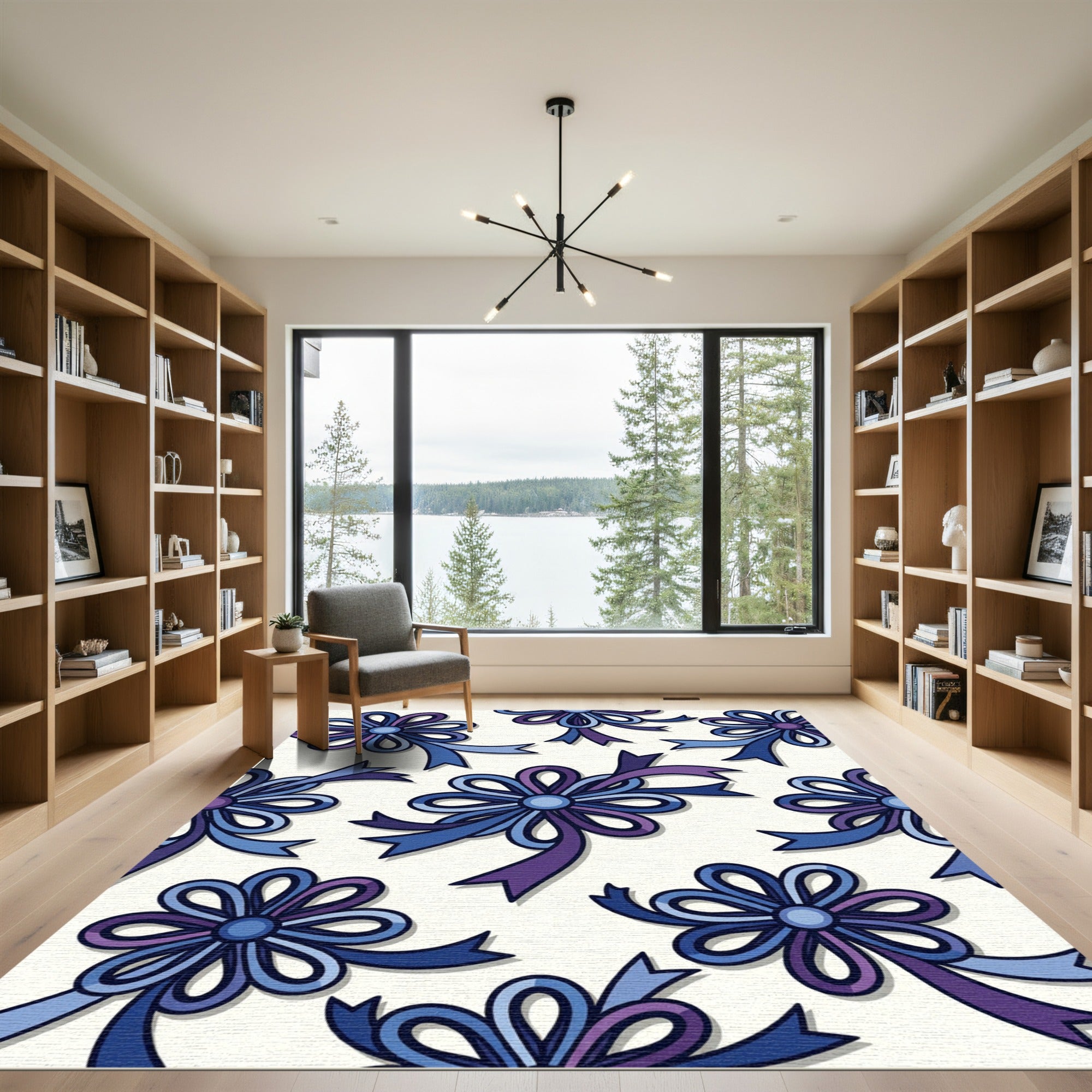 Blue and Purple Decorative Bows Rug