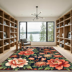 Elegant Chinoiserie Peony Pavilion Floral Art Rug