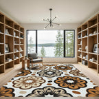 Earthy Coffee Bean Floral Medallion Rug