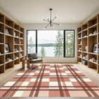 Muted Rose Plaid Grid Rug