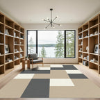 Neutral Tones Checkerboard Blocks Rug