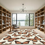 Whimsical Orange Butterfly Garden Rug