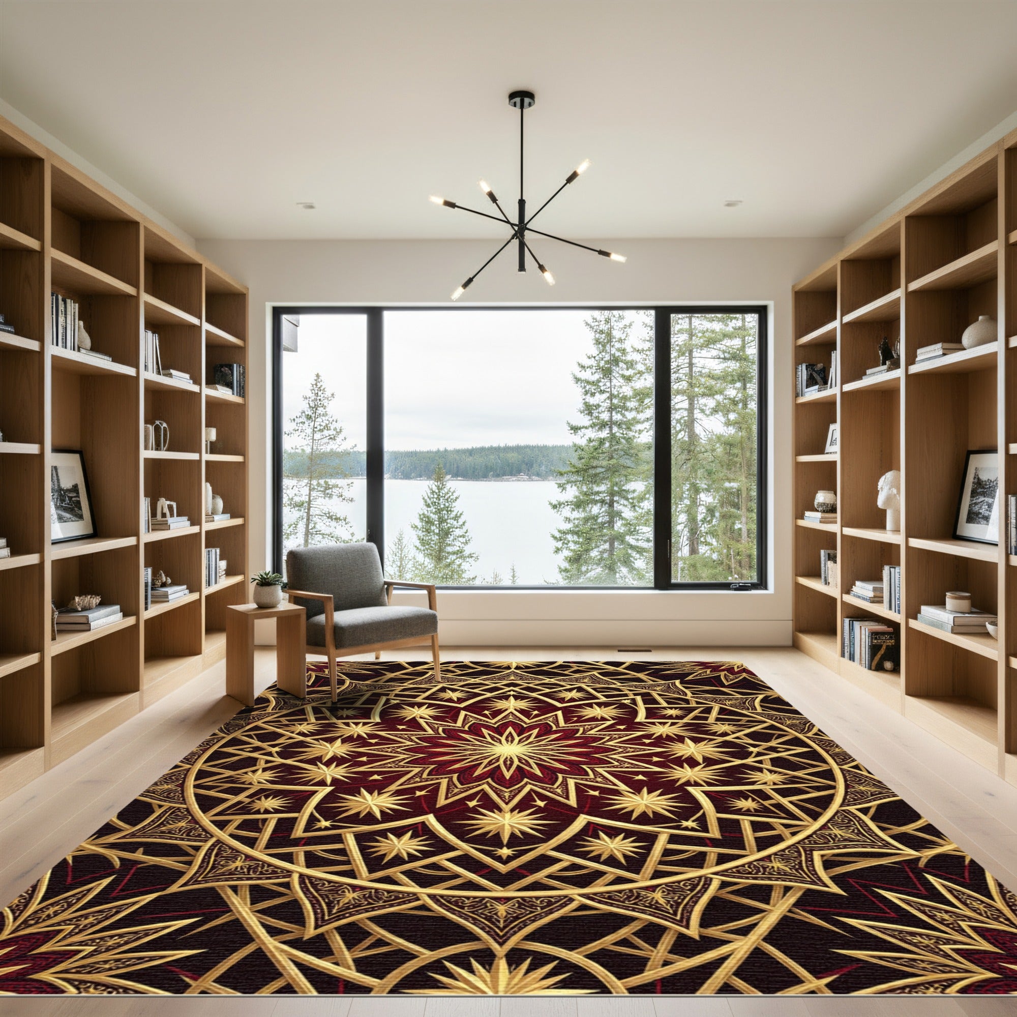 Golden Celestial Starry Medallion Rug