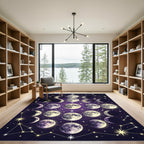 Celestial Lunar Phase Deep Violet Tapestry Rug