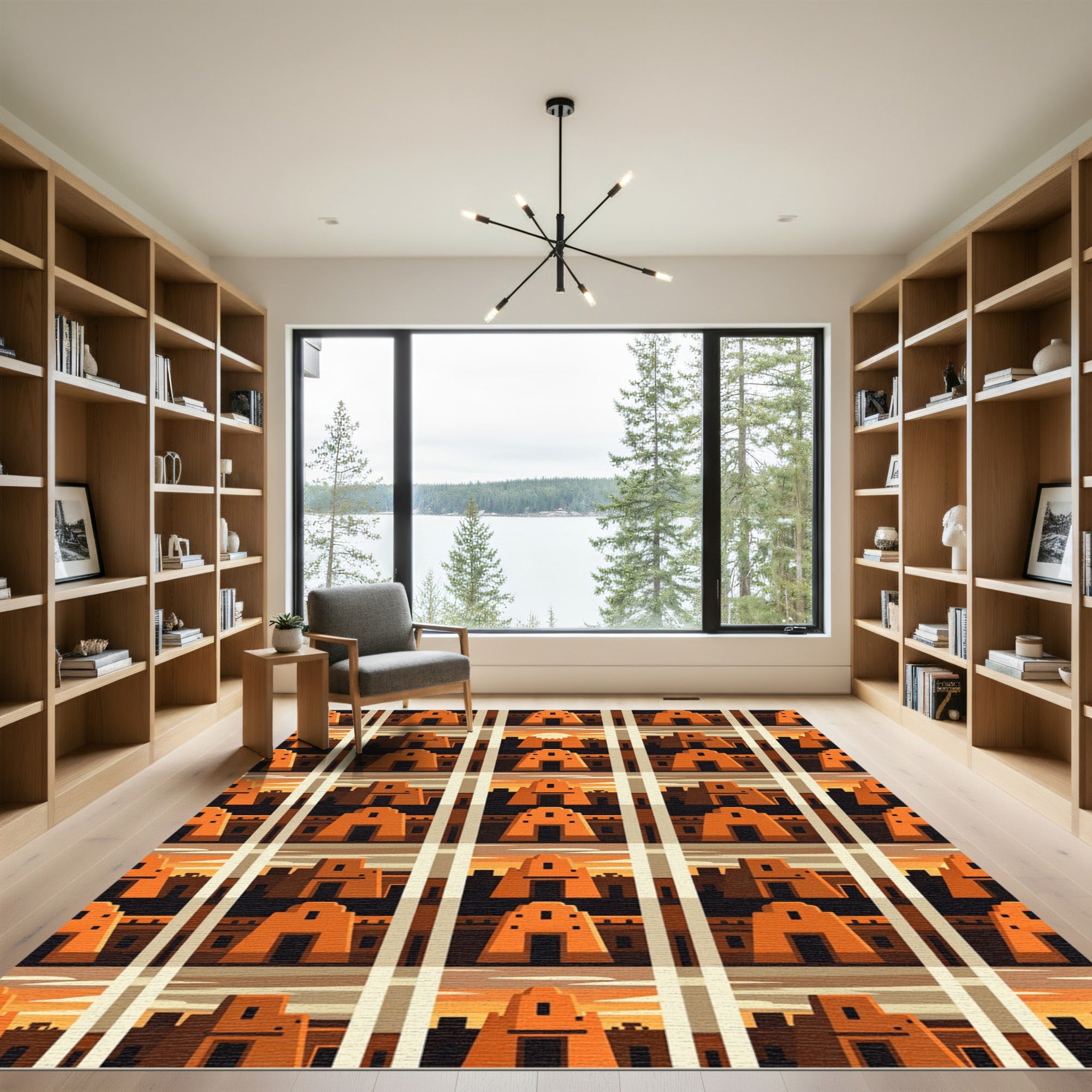Adobe Sunset Mission Terracotta Grid Rug