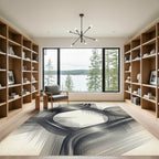 Monochrome Abstract Swirls and Lines Rug