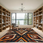 Earthy Ochre Geometric Tribal Diamond Rug