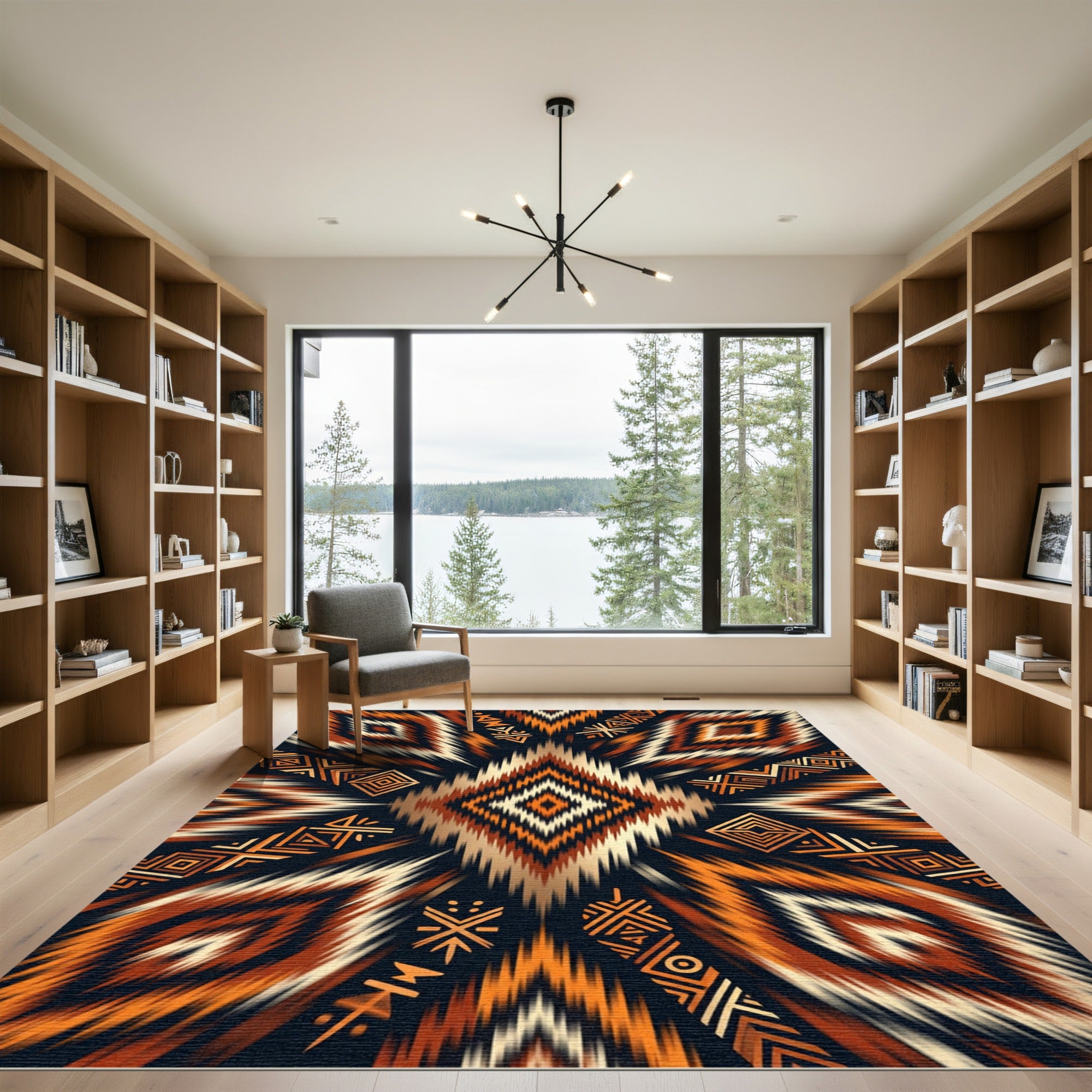 Earthy Ochre Geometric Tribal Diamond Rug