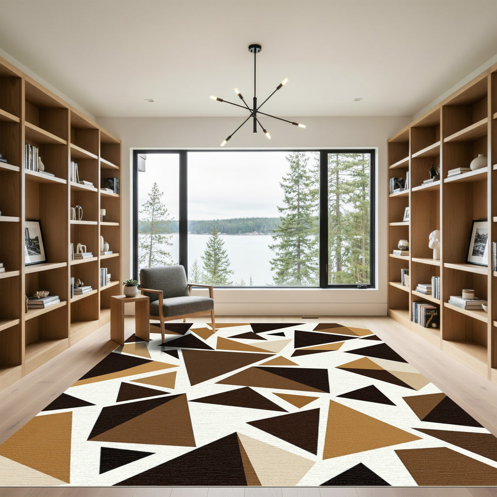Modern Earth Tone Geometric Triangle Area Rug