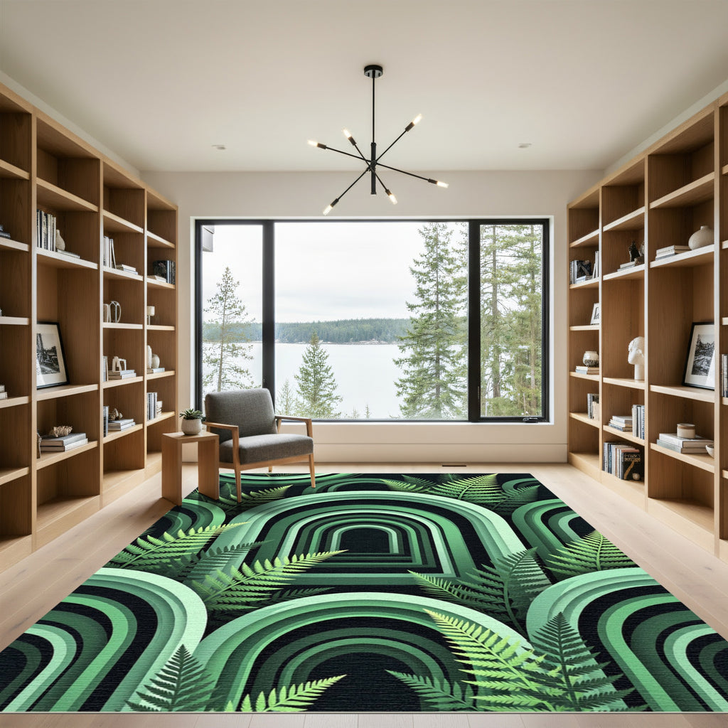 Layered Green Arch Fern Garden Rug