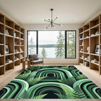 Layered Green Arch Fern Garden Rug