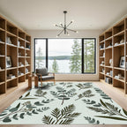Earthy Sage Botanical Eucalyptus Foliage Rug