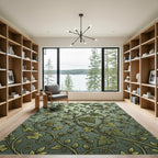 Elegant Sage Green Cascading Ivy Vines Rug