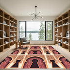 Ornate Burgundy Archway Floral Tapestry Rug