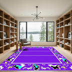 Vibrant Purple Abstract Doodle Border Rug