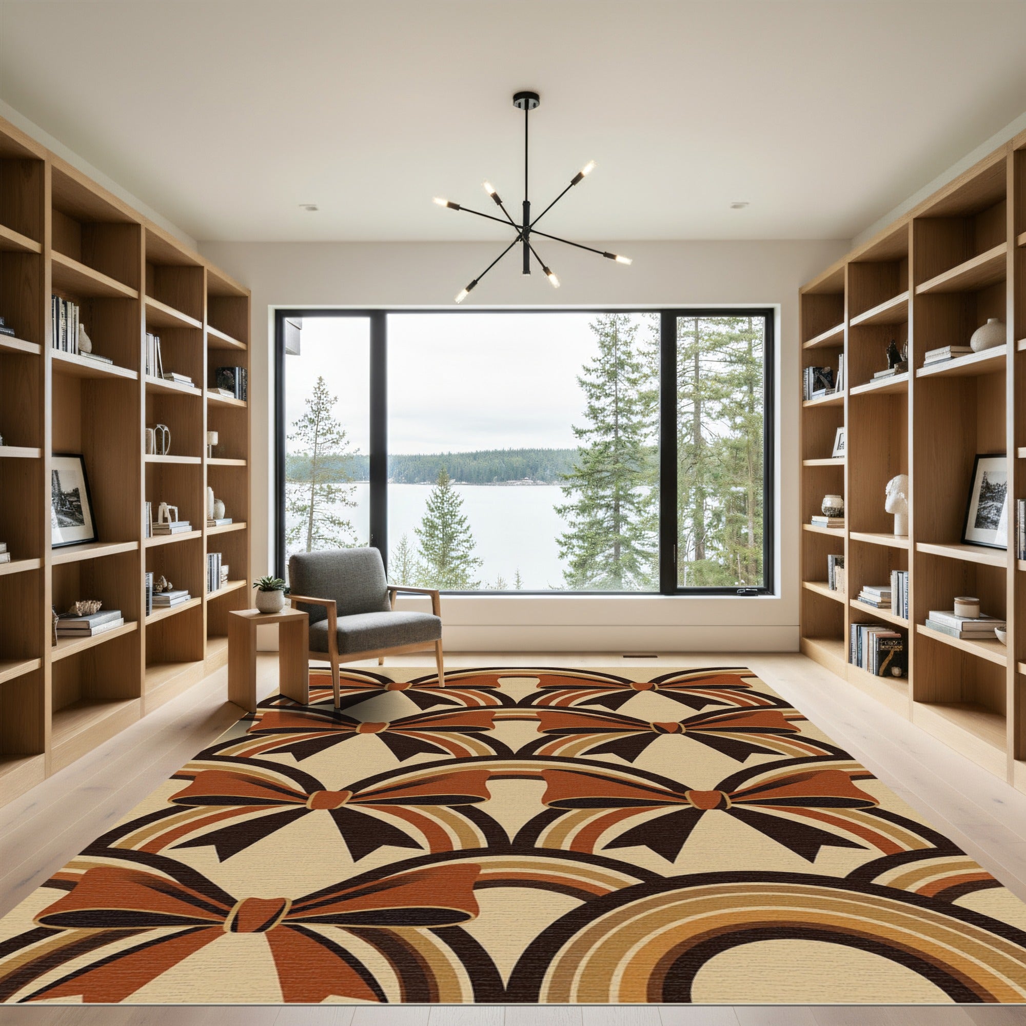 Retro Brown Bow Infinity Arch Rug