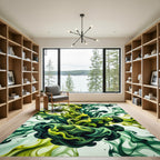 Vibrant Emerald Lime Abstract Swirl Rug