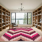 Bold Pink Jagged Chevron Pattern Rug