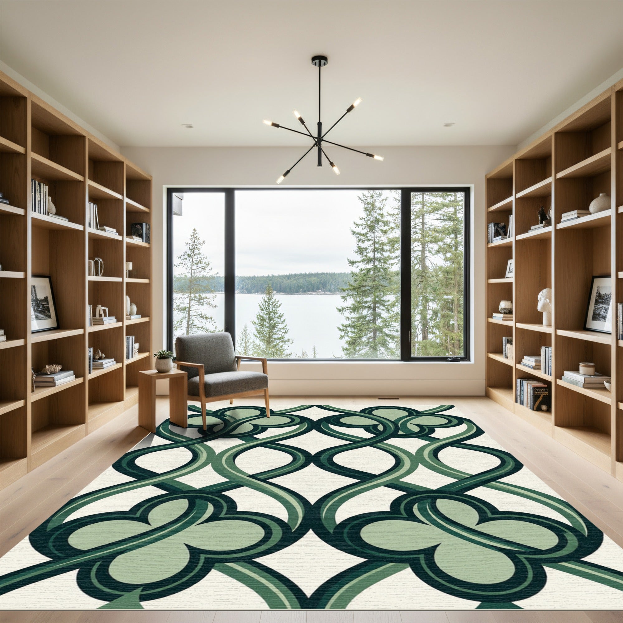 Sage Green Interlocking Clover Trellis Rug