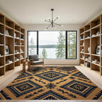 Gold Aztec Geometric Diamond Accent Rug