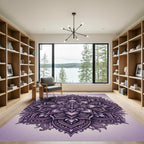 Intricate Violet Ornate Floral Mandala Rug