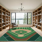 Minimalist Emerald Baseball Diamond Grid Rug