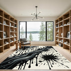 Monochrome Abstract Fluid Ink Splash Rug