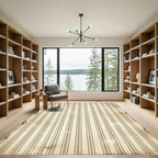 Vintage Distressed Neutral Vertical Stripe Rug