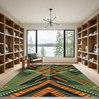 Isometric Orange Temple Pyramid Geometry Rug