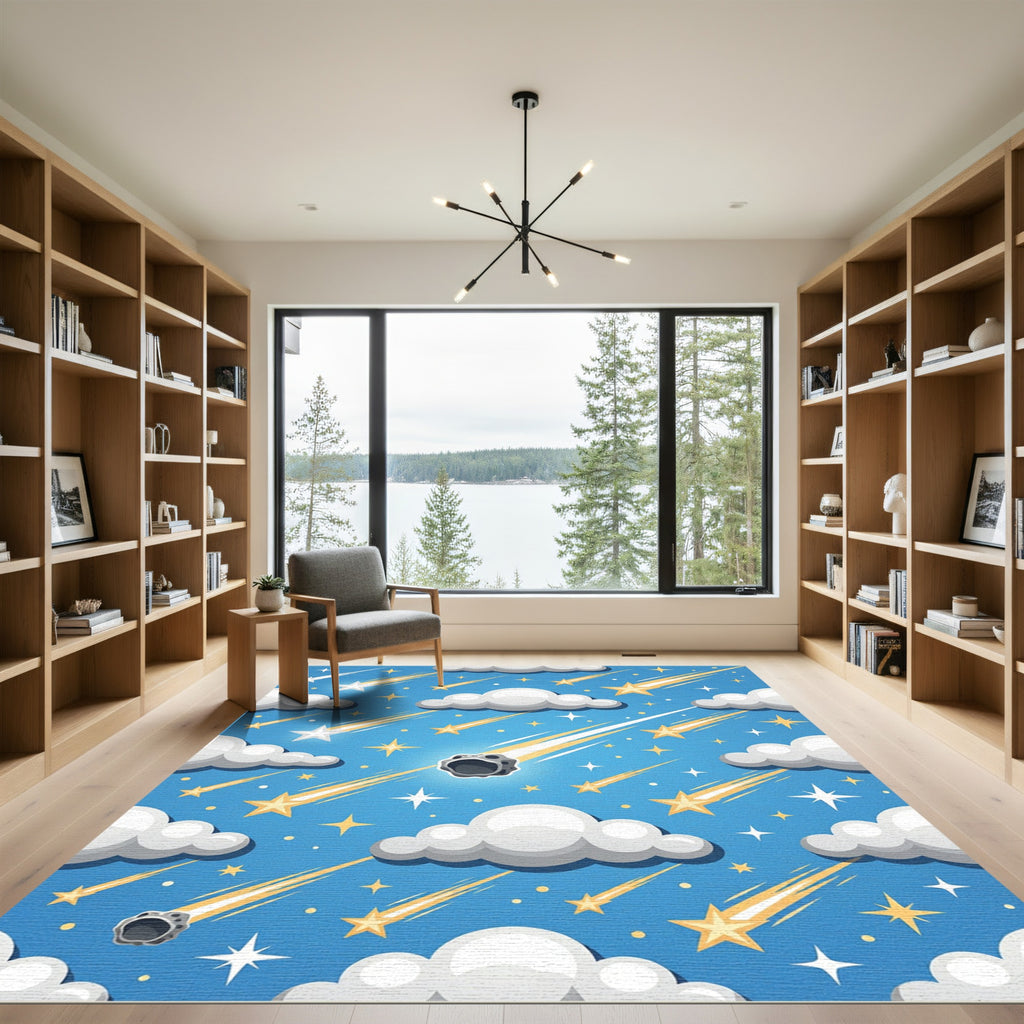 Celestial Meteor Shower Clouds Swirls Rug