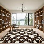 Intricate Gold Black Intertwined Waves Rug