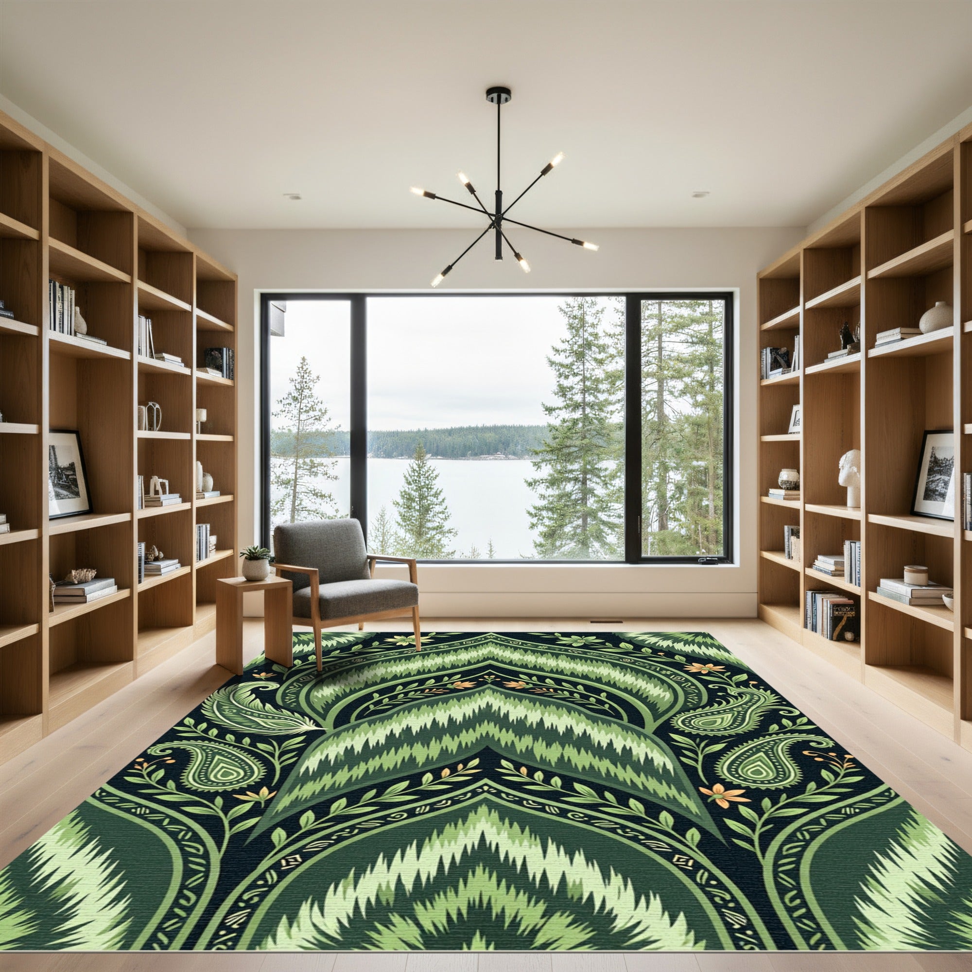 Emerald Paisley Floral Arch Rug