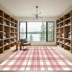Rosy Pink Tartan Plaid Squares Rug
