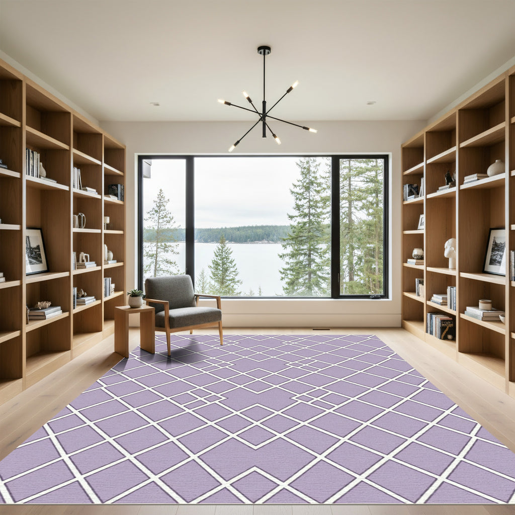 Lavender Geometric Intersecting Diamond Rug