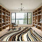 Abstract Earth Tone Wavy Linear Rug