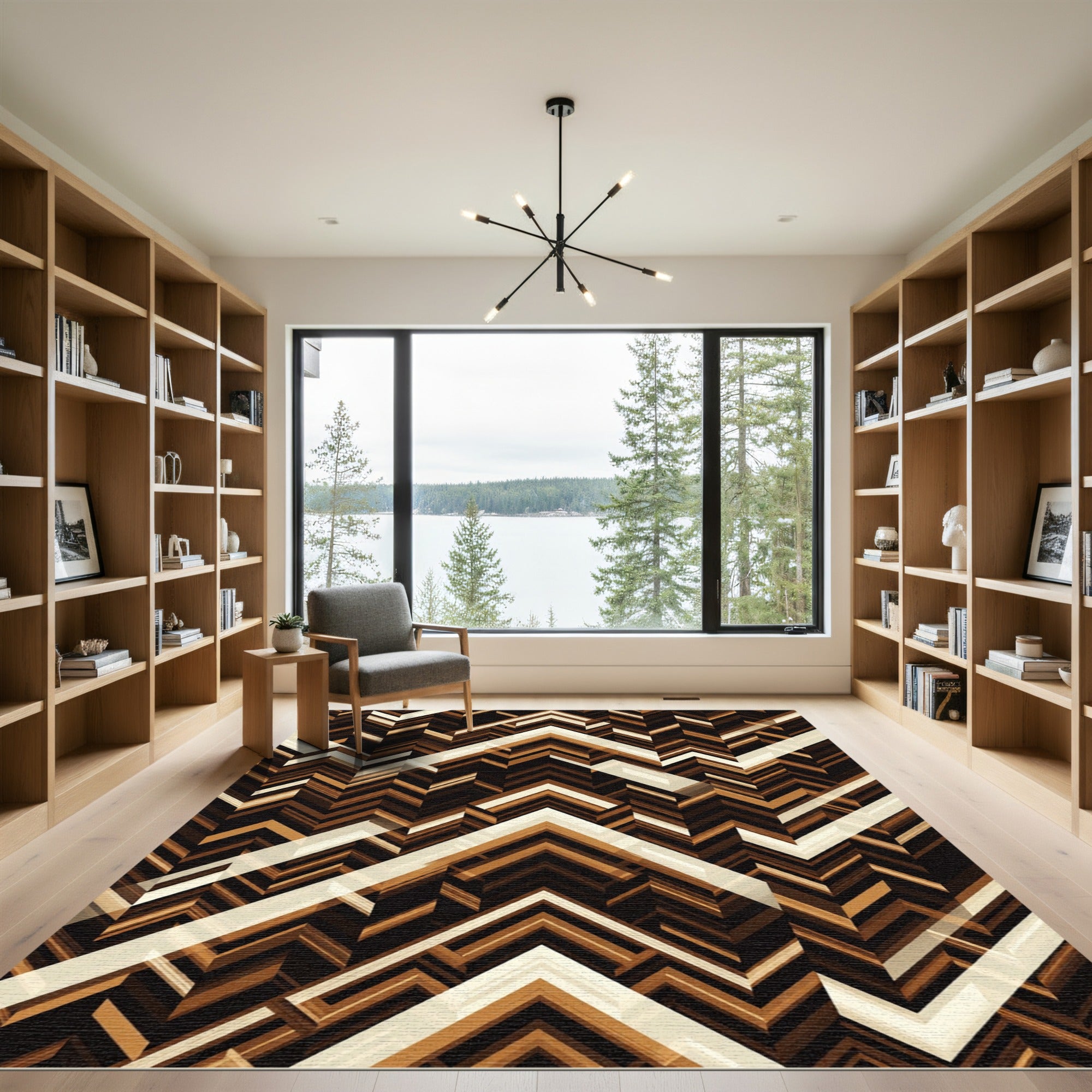 Modern Chevron Earth Tone Geometric Rug