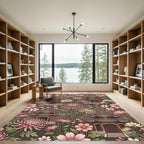 Chinoiserie Pagoda and Blossom Floral Tapestry Rug