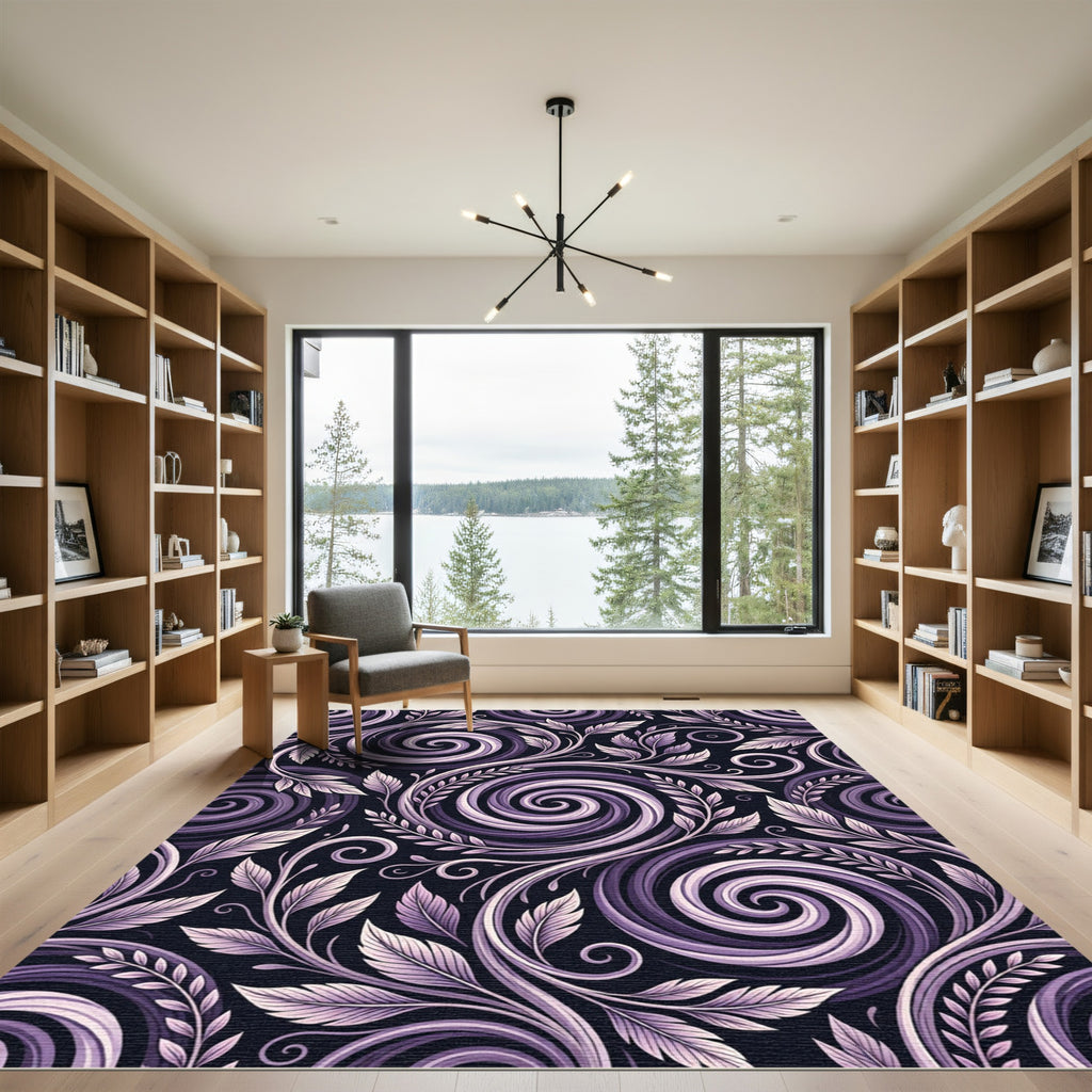 Purple Swirl Floral Vine Swirls Rug
